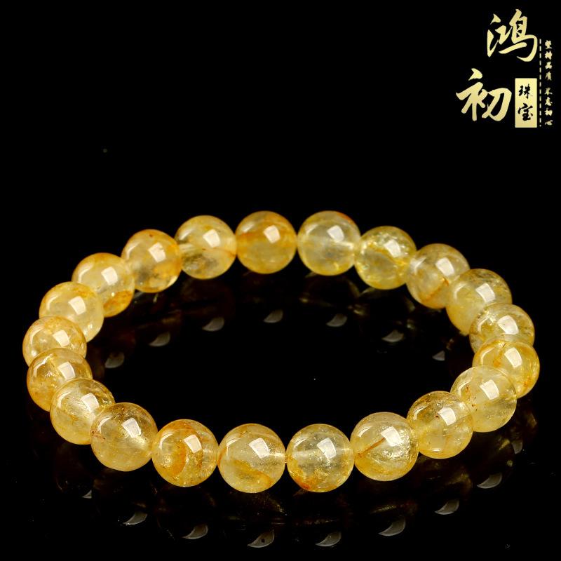 Hongchu Crystal Natural yellow topaz round bead bracelet Yellow Topaz Gemstone Bead Bracelet Straight