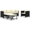 vidaXL 6-tlg. Garten-Lounge-Set mit Kissen Poly Rattan Schwarz