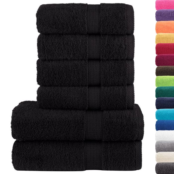 VidaXL Ensemble de Serviettes de Qualité Supérieure 6 pcs, Essuie-mains, Serviettes de Douche, Draps de Bain, Serviettes 137565