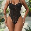 Women's Sexy Lace Camisole Bodysuit with Built-in Padding, European & American Style, High-End, Exclusive Design for Cross-Border Fashion