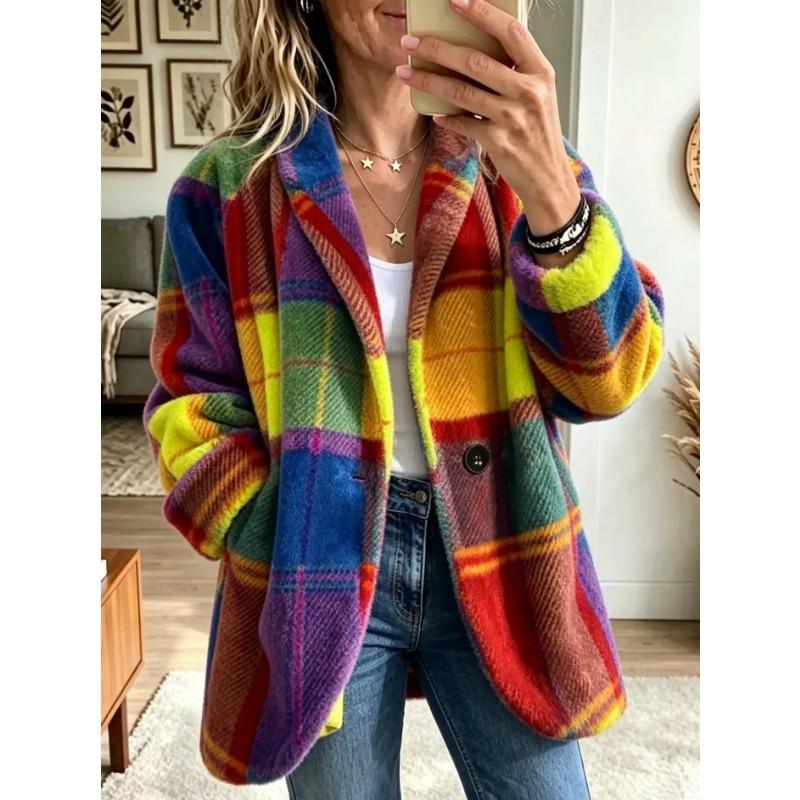 GMXIA Damen Vintage Lässig Herbst Winter Langarm POLO Kragen Jacken & Mäntel XXL gelb