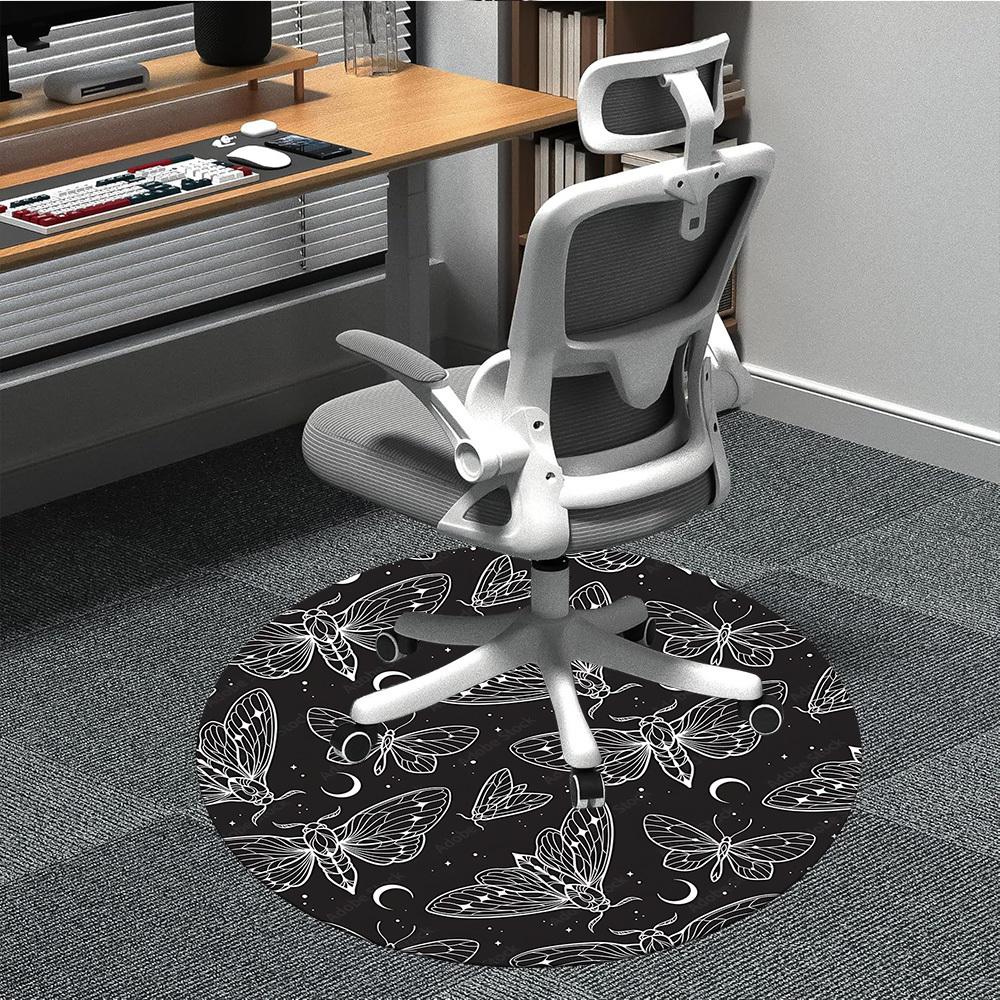 1pc Butterfly Night Office Round Area Rug, Under Office Chairs Bedroom Living Room Home Decor, Room Deco