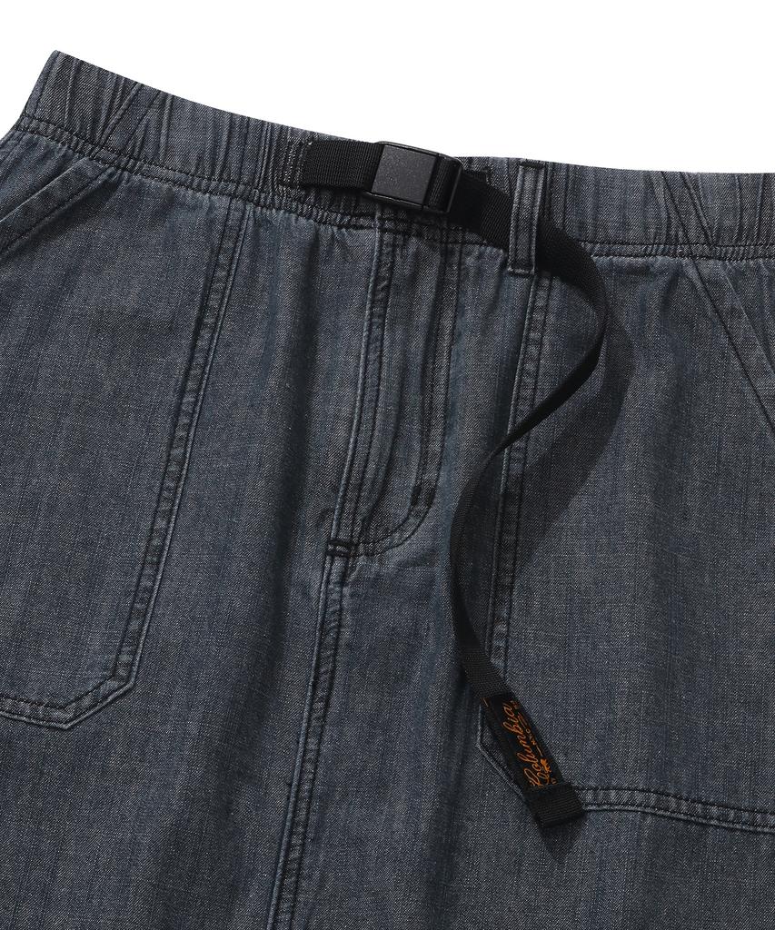 Columbia University Sl-Label Belted Denim Long Skirts Black Denim