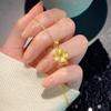 Copper Plated Gold Four-Leaf Clover Pendant: Elegant Double-Sided Minimalist Design
