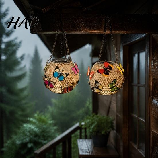 Housewarming Gifts for Home Solar Butterfly Hanging Lantern, Iron Wire 3D Garden Light with Patio Lighting Warm Glow, Waterproof Outdoor Yard