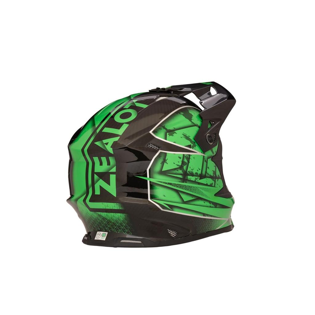 ZEALOT Mud Jumper 2 Helmet Carbon Hybrid Standard Graphic Green L Size Off-Road 59-60cm MJC0015/L