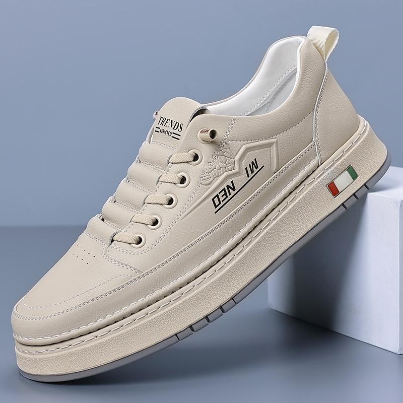 Men's Shoes 2025 Spring New Soft-soled Men's Casual Leather Shoes Trendy Shoes Board Shoes White Shoes Men