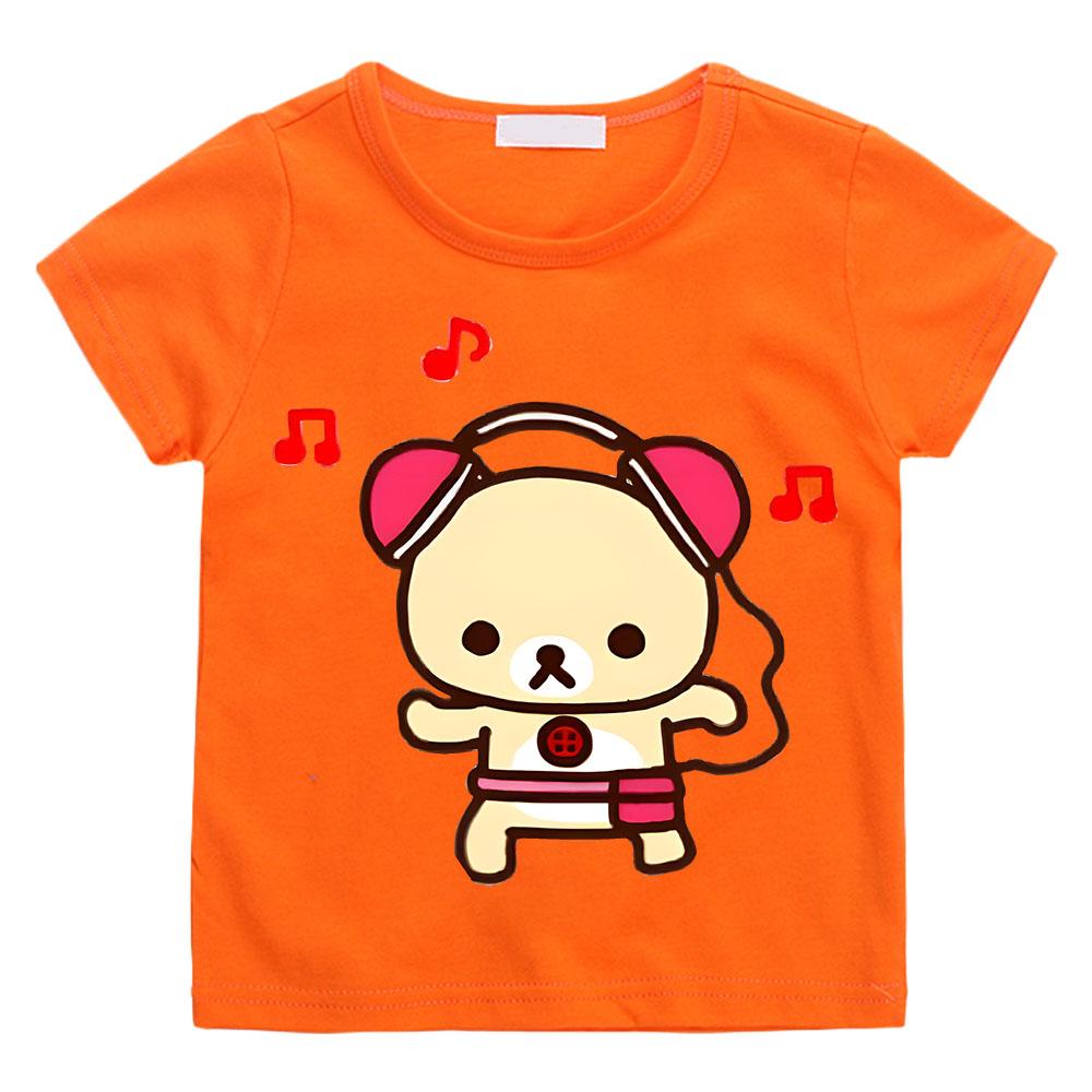 Cartoon Rilakkuma T-shirt Boys Girls Kids Clothing Hip Hop Tops Short Sleeves Sports Fashion Streetwear Manga/Comic Tees