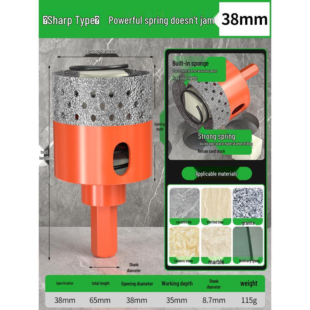 Baolian Dry Cut Hole Saw for Marble & Porcelain - Chip-Free Drilling Bit for Tile and Rock Slabs.
