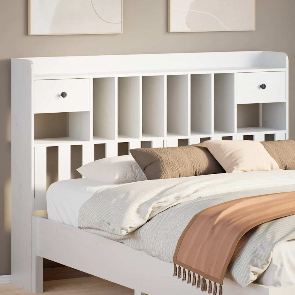 Headboard with Storage Space White 140 cm Solid Pine Wood