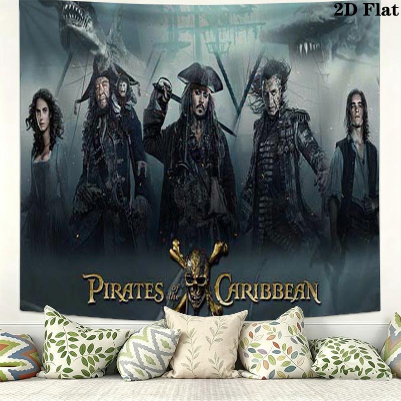 Caribean Pirates Wall Tapestry Aesthetic Wall Hanging Printed Fabric Blanket Decorative Tapestries for Bedroom Living Room Home Decor