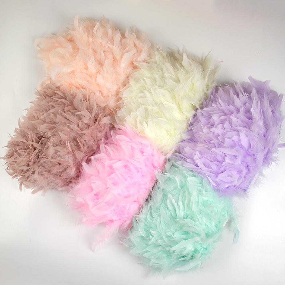 1Meters Natural Turkey Feathers Trim Height 10-15Cm Wedding Clothing Dress Decoration Diy Feather Ribbon Sewing Crafts