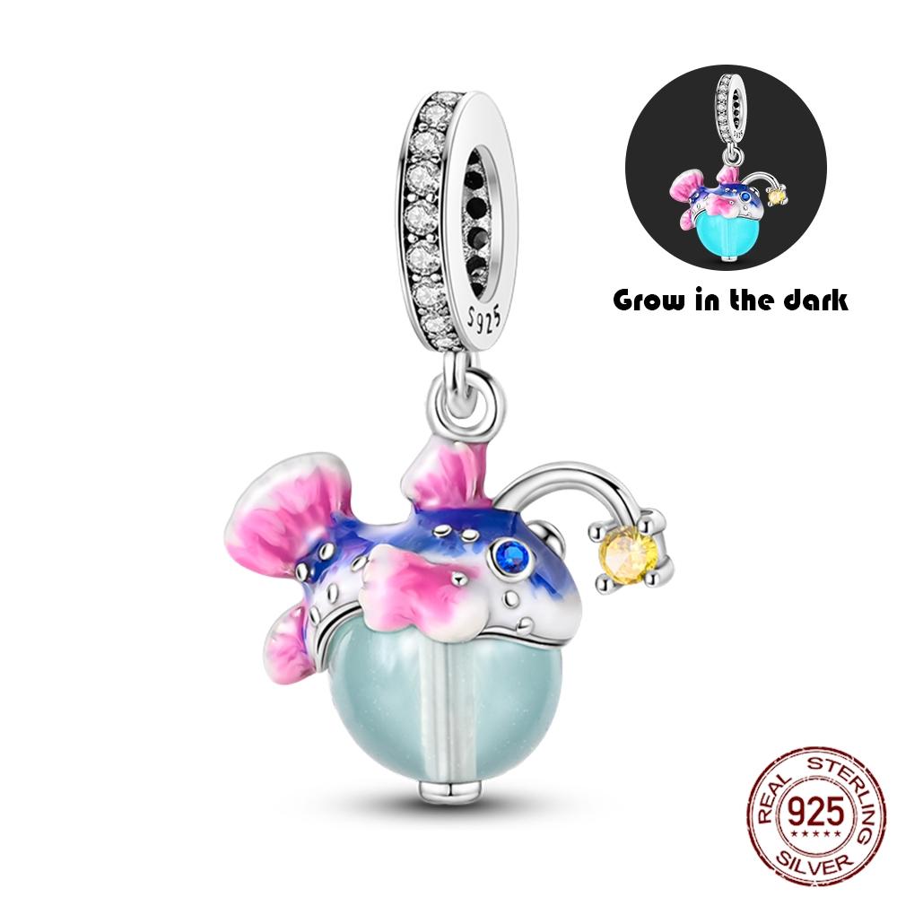 925 Silver Glow in the dark Firefly Honeybee Star Charms Beads Fit 925 Original Bracelets Fine DIY Jewelry Gift Women