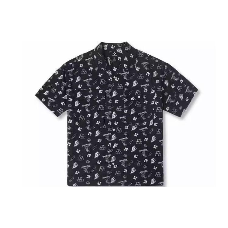 Рубашки Converse Мужская Черная С Круглым Вырезом Умеренная Рубашка 10026163-A02 XL