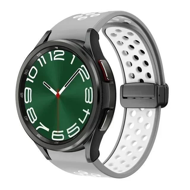 Magnetic Silicone Band for Samsung Galaxy Watch 6 Classic 43 47mm 4 42 46mm 5 Pro 45mm No Gaps Loop Strap for 4/5/6 40 44mm Belt