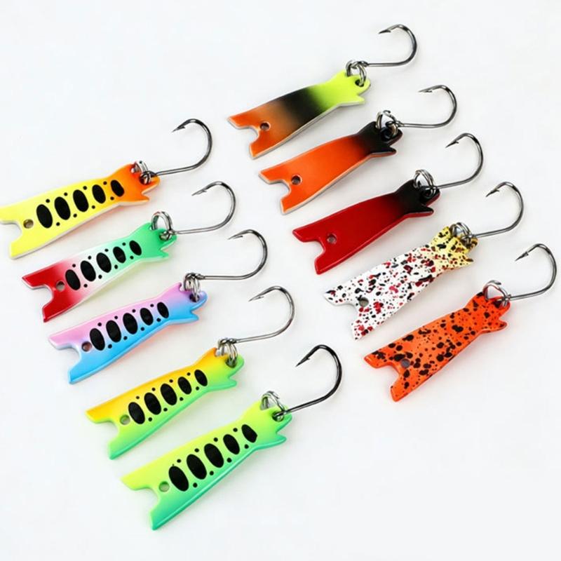 10Pcs Trout Fishing Spoons Lures Set Fishing Spinners Metal Hard Baits with Single Hook Sequins Baits Easy to Use
