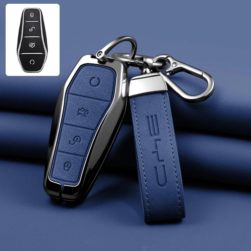 Interior Mouldings New Alloy Style Sheepskin Car Key Case Cover For BYD Song Pro Plus Max Dmi EV Seal Dolphin Remote Control Key