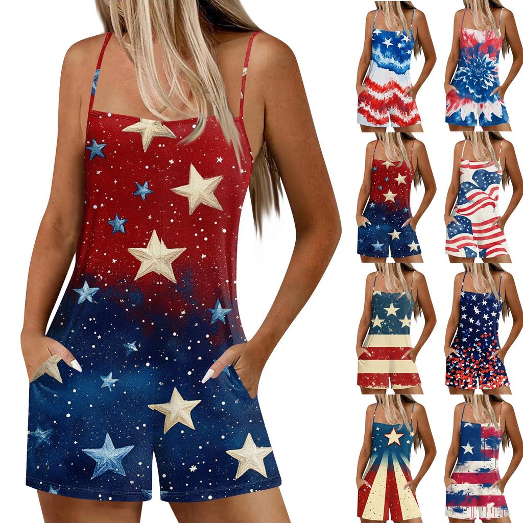 Damen Lässige Und Modische Ärmellose Camisole Mit Tasche Jumpsuit Shorts Jumpsuit Shorts