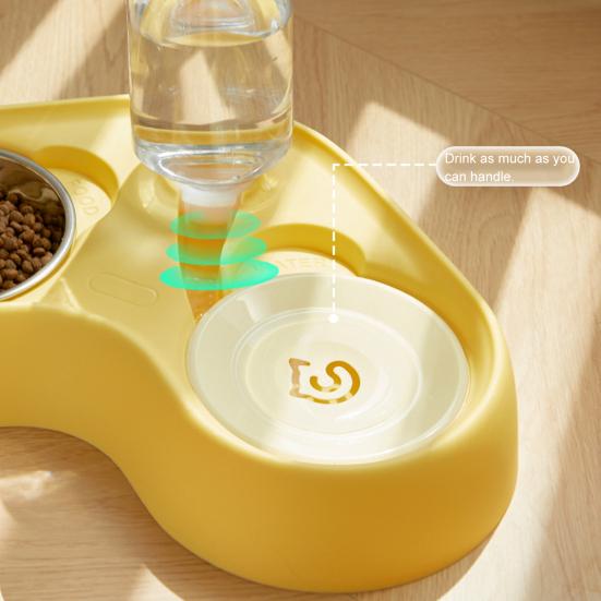 Cat Feeder Food Grade Stainless Steel Bowl Pet Feeder with Automatic Water Refill Dual Zone Design Cat Food Water Combo
