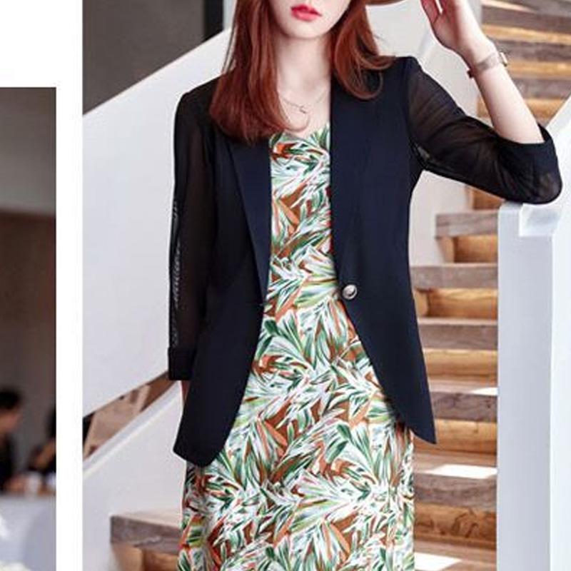 2023 Neue Sommer-Mode Premium Temperament Mesh Slim Oversize Dreiviertel Sonnenschutz Lässig Lässig Damen Einfarbig Blazer
