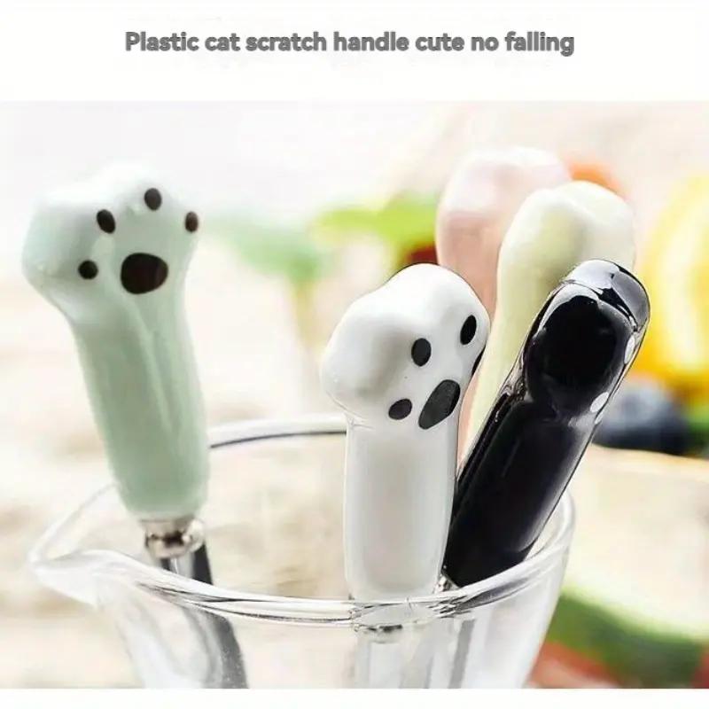 1PCS Cat's Paw Fruit Fork Stainless Steel Dessert Fork Colorful Tea Forks Small Fork Snack Dinnerware Party Home Dinnerware Set