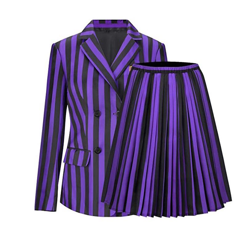 Auf Lager: Mittwoch Addams Schwarzes Kleid Halloween Cosplay Kostüm