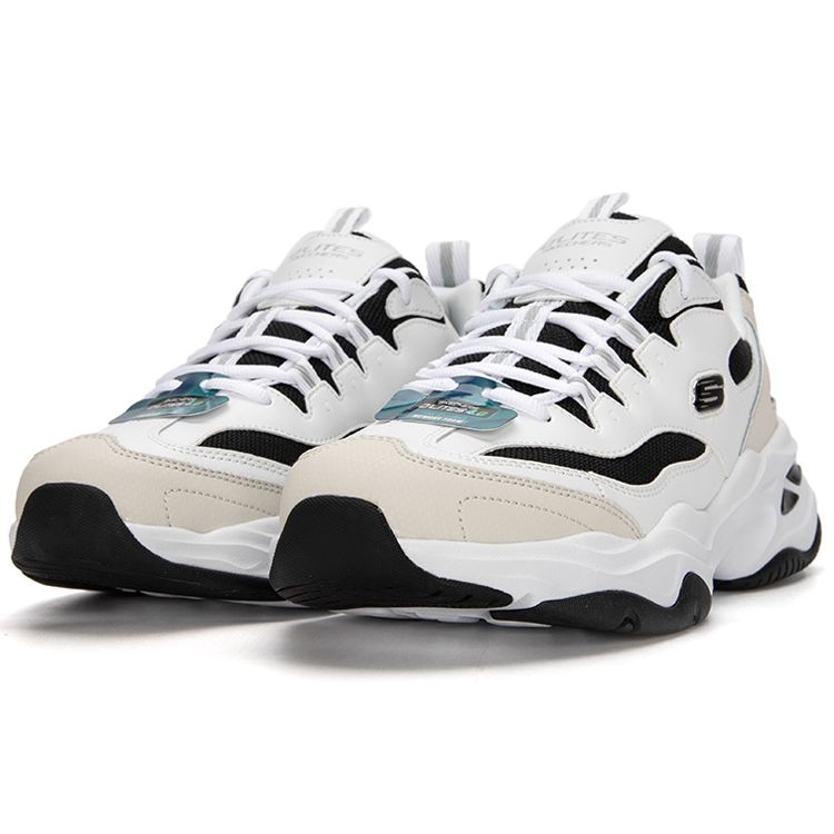 Skechers DLites 4.0 Milk Tea Bear Synthetic Leather Thick Sole Height Increasing Shock Absorbing Wear Resistant Low Top Casual Shoes 237226-WLGY
