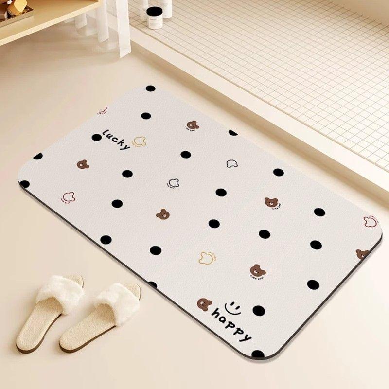 Cream Wind Bathroom Floor Mat, Real Diatom Mud Absorbent Mat, Quick-drying Toilet Door Carpet, Toilet Non-slip Foot Mat