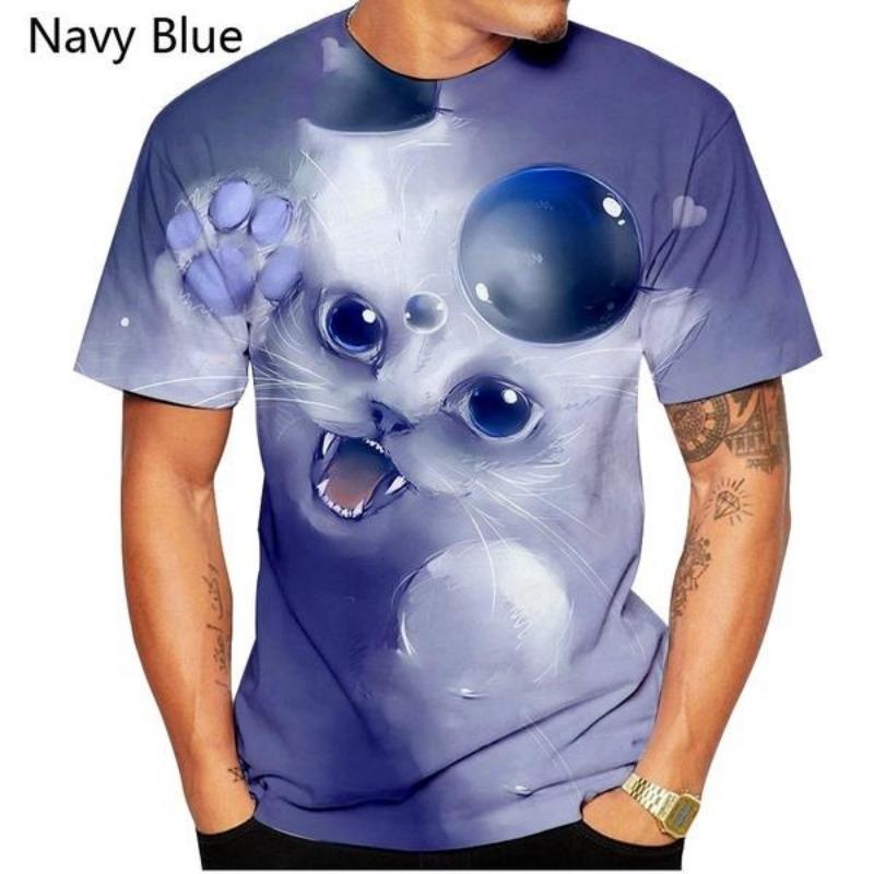 Neue Mode die neuesten Männer und Frauen 3D gedruckt T-Shirt Katze Kurzarm-Shirt Cartoon T-Shirt