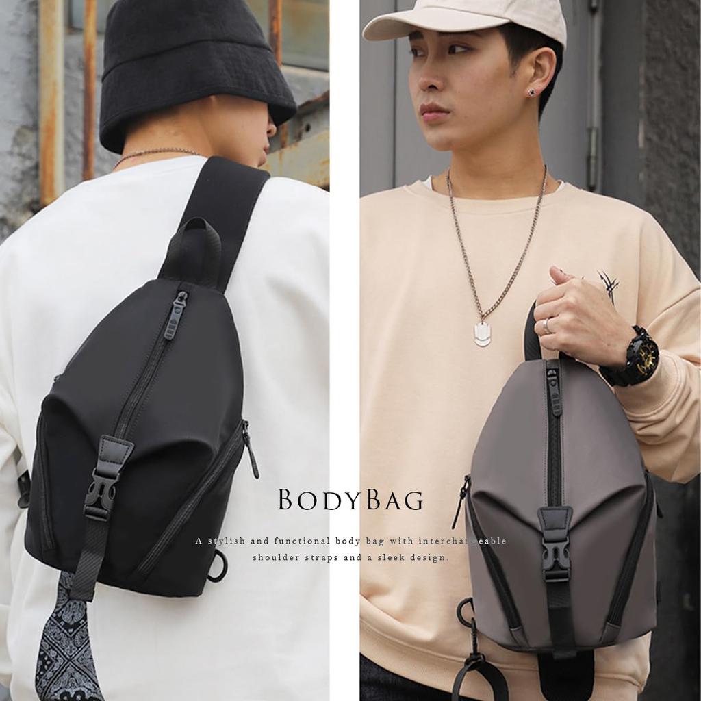 FRANK GERALD Large Capacity Crossbody Mesh Gray Men's One-Shoulder Bag, Lightweight, Water-Repellent, Ambidextrous, Multifunctional, Back, Casual,