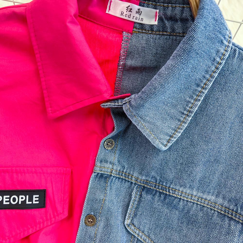 Frühlings Retro Hong Kong-Stil Gürtelhemd aus Denim - Damen Chic Casual Midilange Oberteil