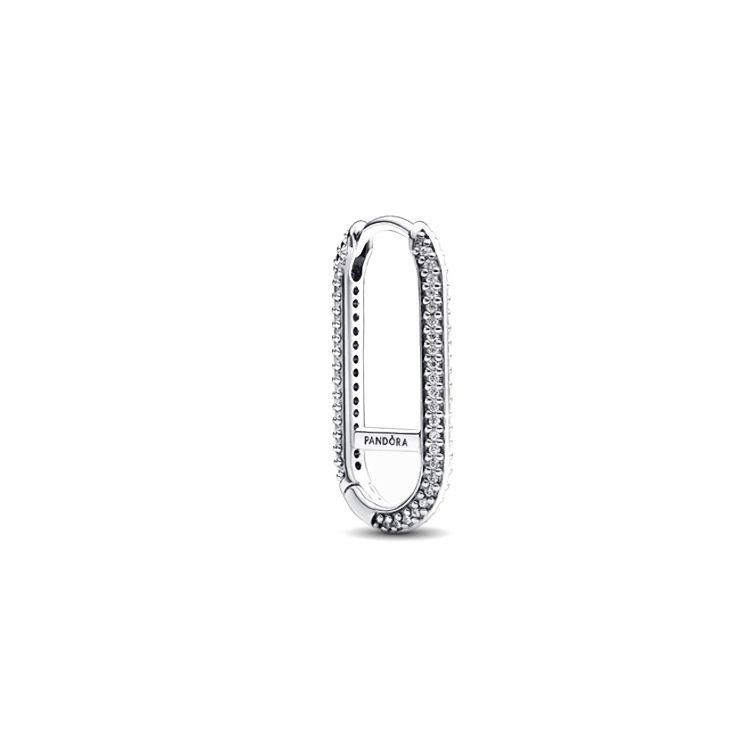 Pandora Me Pavé Chain Hoop Earring Long Version (Single) Women earrings Silver 292796C01 F,Silver