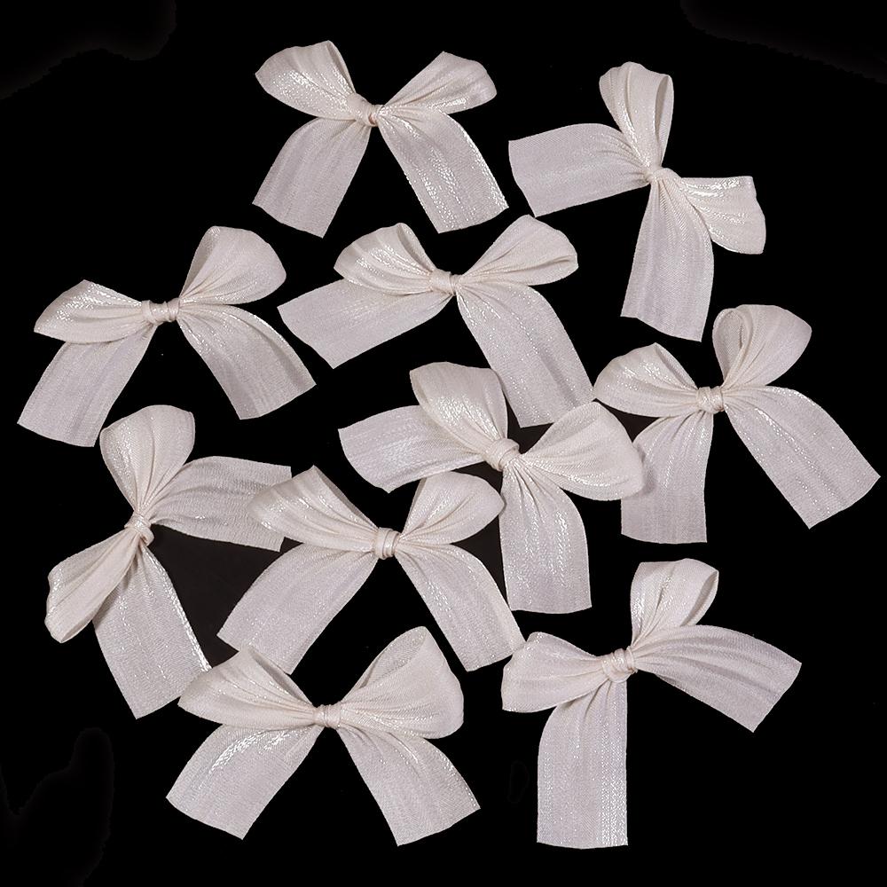 10pcs 4x5.5cm Pearlescent Satin Ribbon Bows Colorful Pleated Bowknots For DIY Wedding Party Clothing Headwear Gifts Decoration