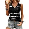 Women Loose Fit V Neck Pleated Striped Sleeveless Tank Top Casual Lightweight Pullover Blouse for Summer Daily Wear