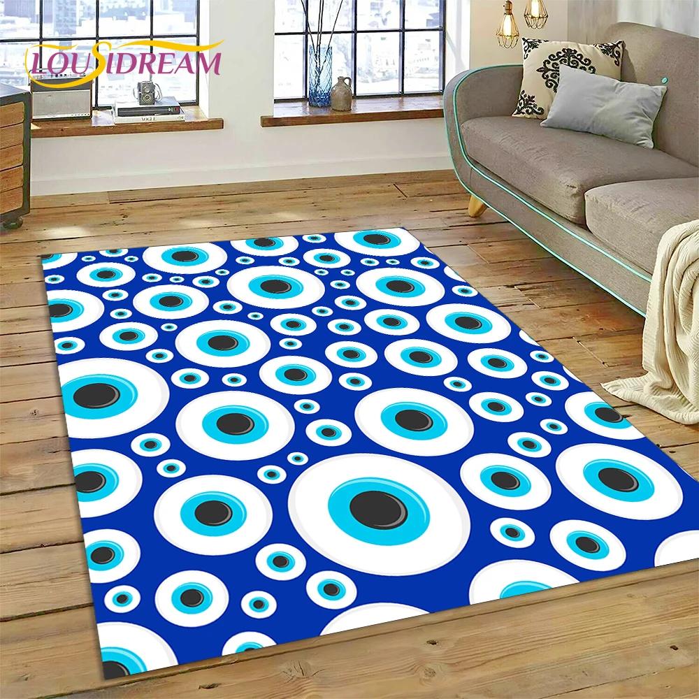 Evil Eye Turkey Blue Nazar Eye of Horus Rug Carpet for Living Room Bedroom Decor,Floor Mat Non-slip Decoration for Sofa Doormat