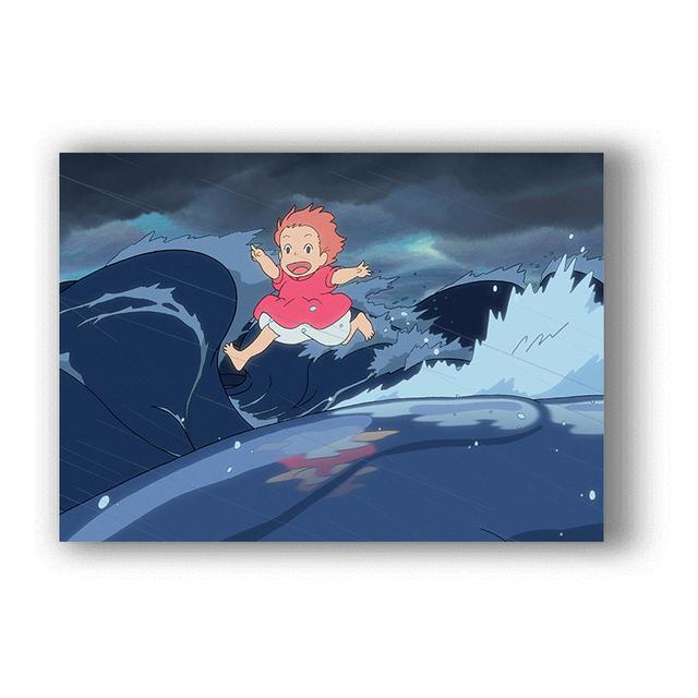 Klasický kreslený film Japonské anime Ponyo na útesu Malba na plátně do obývacího pokoje Dekorace dětského pokoje Domácí dekorace Bez rámu