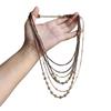 Vintage Maillard brown beaded multi-layer stacked necklace light luxury high-end long collarbone chain fashionable versatile neck chain