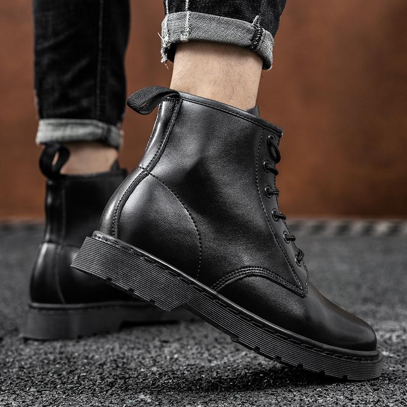 Botas de Combate Militares para Hombre con Cordones Zapatos Negros Plataforma Botas de Motocicleta Tobillo de Cuero Calzado Casual Zapatos de Hombre Botas Militares de Hombre