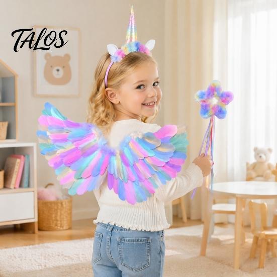 Cosplay Wings for Theatre Performances Angel Feather Kids, Colorful Wing Costume Accessory Fallen with Elastic Straps Strap Halloween Party, Cosplay,