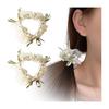 FASELE Scrunchie, Hair Tie, Hair Tie, Hair Clip, Thin Scrunchie, Set of 2, Flower, Pearl, Ribbon, Mori Girl, Stylish, Elegant, Hair Accessory,