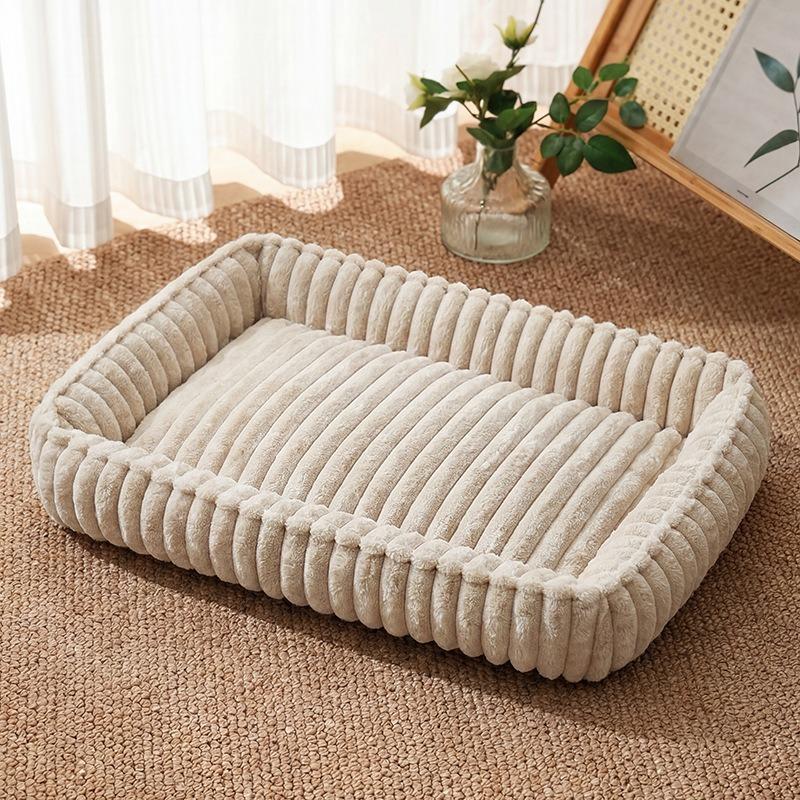 Luxury Plush Pet Bed Soft Cozy Dog Bed Cat Bed Calming Cushion Washable Anti Slip Comfortable Sleeping Sofa for Small Medium Pet