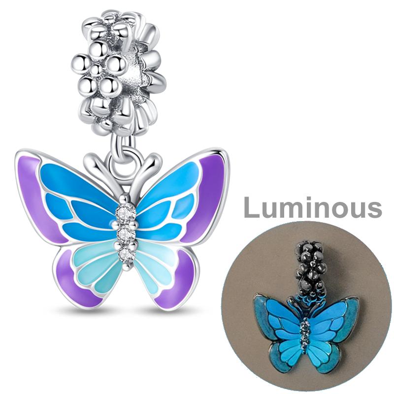 Genuine copper Colorful Luminous Charm Bead Charms Bead Shell Turtle Butterfly Star Shape Dangle Accessories Bracelets Do It Yourself Jewellery Markin