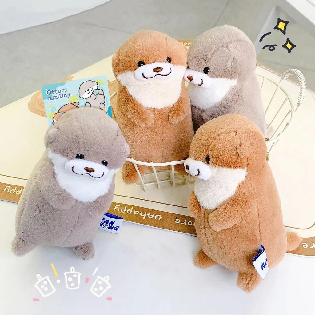 New Cartoon Cute Simulation Otter Plush Doll Keychain Pendant Children's Birthday Gift Super Soft Plush Stuffed Toys Bag Pendant