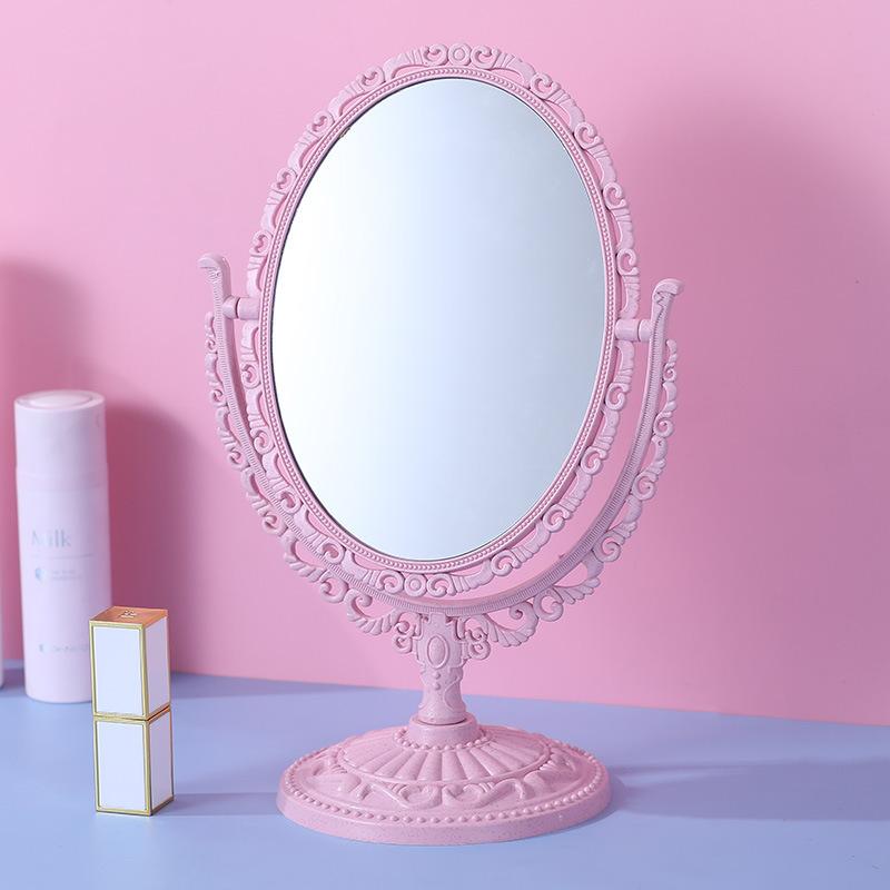 1Pcs Desktop Makeup Mirror Double-sided Beauty Makeup Mirror Bedroom European Retro Mirror Desktop Beauty Touch-up Love Mirror