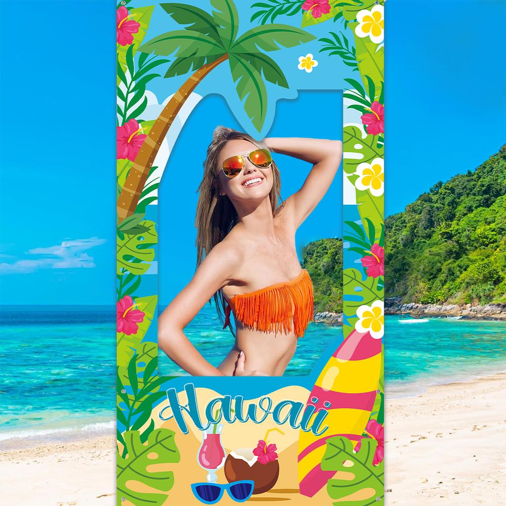 Hawaiian Photo Props Frames Background Tropical Hawaii Birthday Party Decor Kids Wedding Party Supplies Favors Baby Shower ALOHA