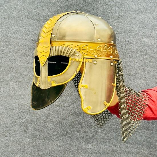 Medieval Wolf Warrior Helmet Warrior Chain-Mail Helmet for Fantasy Perfect for Cosplay, LARP Helmet Collectors Best Gift