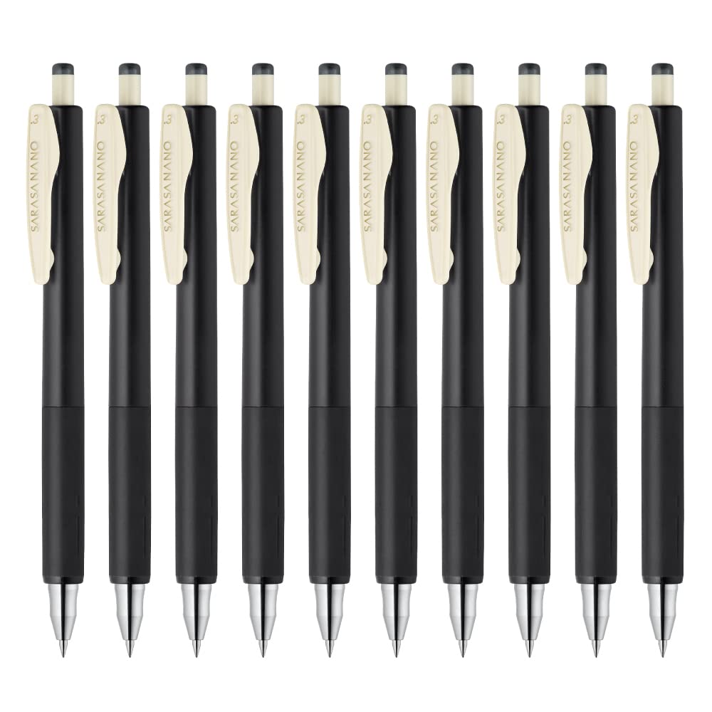 Zebra Sarasa Nano Gel Ballpoint Sepia Pen, 0.3mm, Black, 10-Piece Set, B-JJH72-VSB