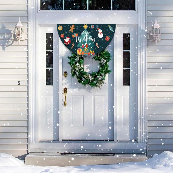 Christmas Banner Half Fan Banner Flag for Indoor Outdoor Holiday Party Decor Polyester Door Curtain for Living Room Wall Fireplace