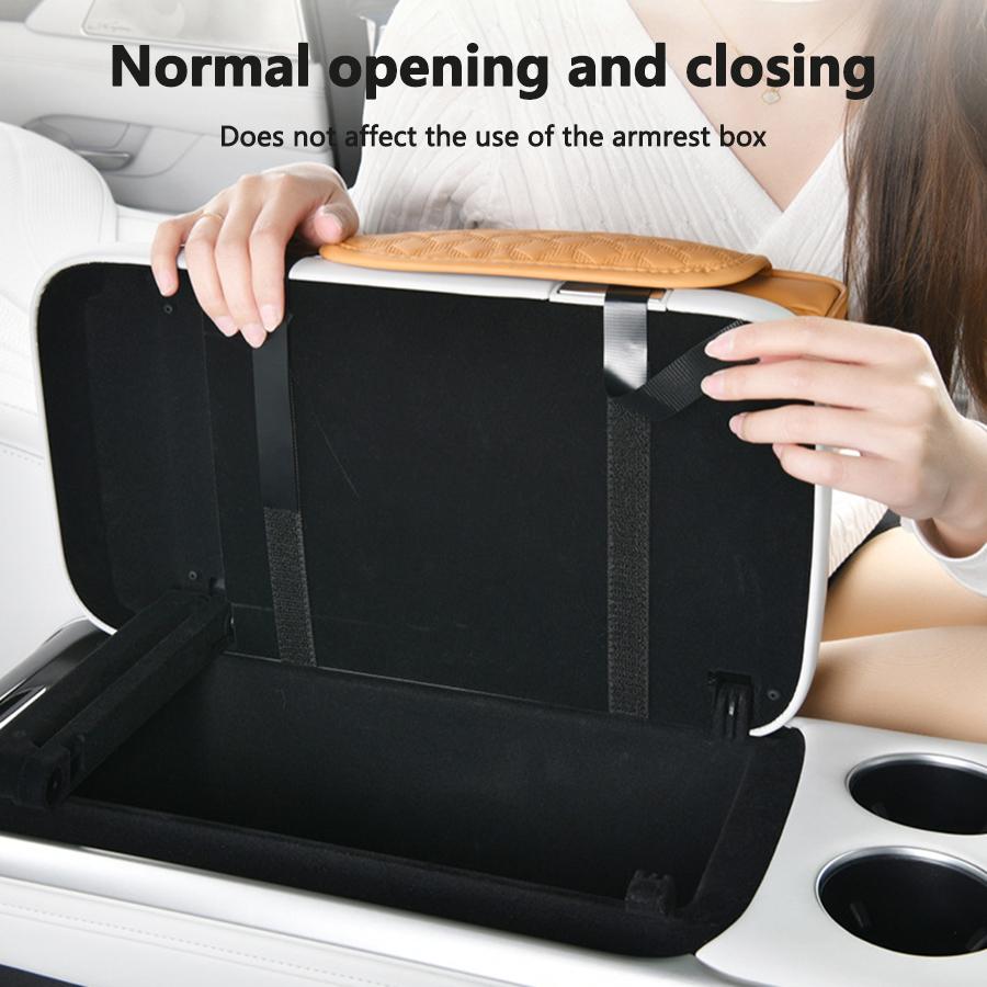 Car Armrest Pads Organizer, Car Armrest Extender with Storage, Leather Tissue Box Holder, Storage Tray Height Adjuster for Cente