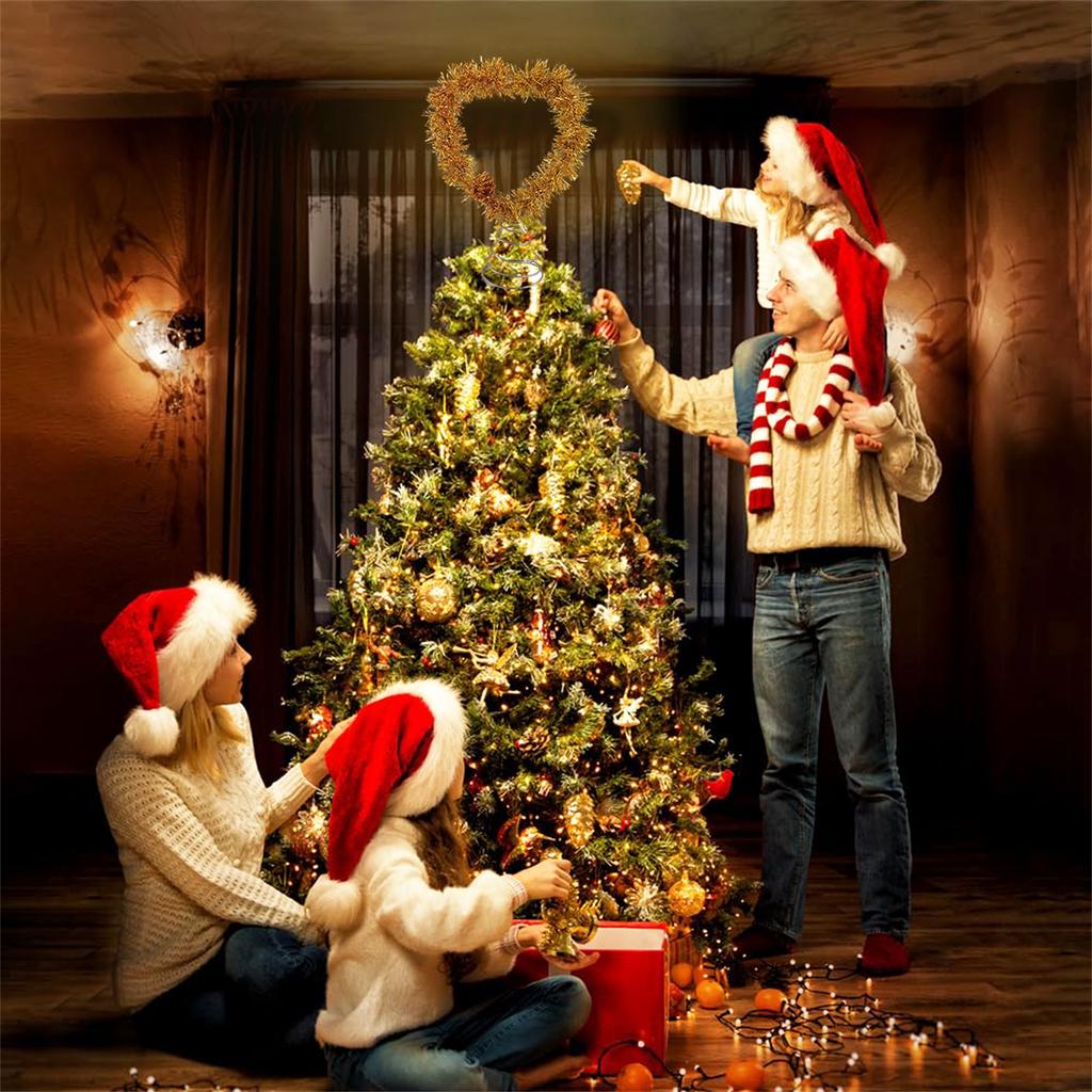 Christmas Tree Golden Star Moon Heart Decoration Christmas Tree Top Shiny Decoration New Year Party Home Interior Decoration